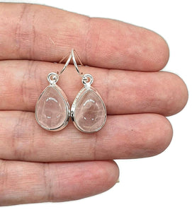 Rose Quartz Earrings, Sterling Silver, Pear shaped, Cabochon Gemstone - GemzAustralia 