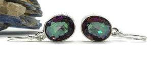 Mystic Topaz Earrings, Sterling Silver, Oval Shaped, Purple / Green Gem - GemzAustralia 