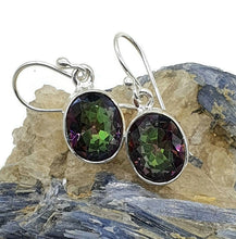 Load image into Gallery viewer, Mystic Topaz Earrings, Sterling Silver, Oval Shaped, Purple / Green Gem - GemzAustralia 