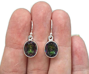 Mystic Topaz Earrings, Sterling Silver, Oval Shaped, Purple / Green Gem - GemzAustralia 