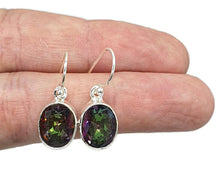 Load image into Gallery viewer, Mystic Topaz Earrings, Sterling Silver, Oval Shaped, Purple / Green Gem - GemzAustralia 