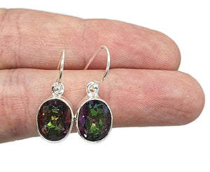 Mystic Topaz Earrings, Sterling Silver, Oval Shaped, Purple / Green Gem - GemzAustralia 