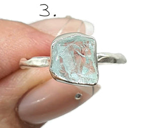 Raw Aquamarine Ring, 4 sizes, Sterling Silver, Rough Gemstone, Raw Aquamarine - GemzAustralia 