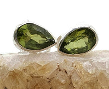 Load image into Gallery viewer, Peridot Stud Earrings, Sterling Silver, Pear Shaped, August Birthstone - GemzAustralia 