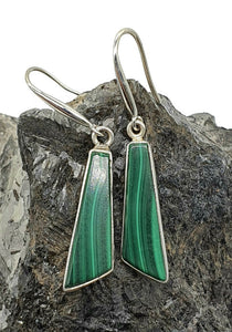 Malachite Earrings, Sterling Silver, Beautiful Rich Green Gemstone - GemzAustralia 