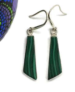 Malachite Earrings, Sterling Silver, Beautiful Rich Green Gemstone - GemzAustralia 