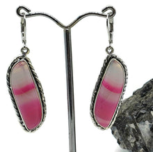 Load image into Gallery viewer, Pink &amp; White Agate Earrings, Sterling Silver, Banded Chalcedony - GemzAustralia 