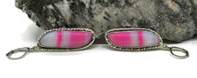 Load image into Gallery viewer, Pink &amp; White Agate Earrings, Sterling Silver, Banded Chalcedony - GemzAustralia 
