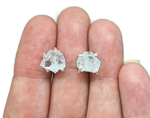 Raw Aquamarine Studs, Sterling Silver, March Birthstone, Courage & Communication - GemzAustralia 