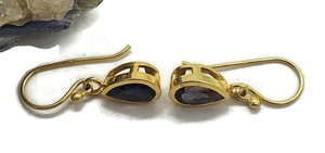 Iolite Earrings, Sterling Silver, 18k gold plated, Water Sapphire, Blue Violet Gem - GemzAustralia 