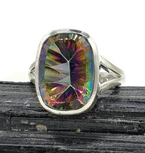 Load image into Gallery viewer, Mystic Topaz Ring, 3 Sizes, Sterling Silver, Rectangle Shaped - GemzAustralia 