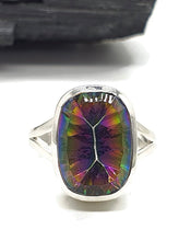 Load image into Gallery viewer, Mystic Topaz Ring, 3 Sizes, Sterling Silver, Rectangle Shaped - GemzAustralia 