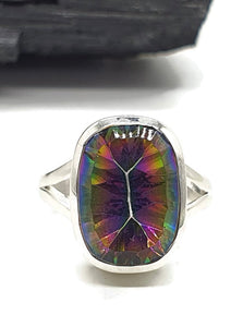 Mystic Topaz Ring, 3 Sizes, Sterling Silver, Rectangle Shaped - GemzAustralia 