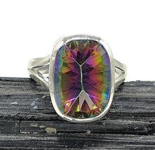 Load image into Gallery viewer, Mystic Topaz Ring, 3 Sizes, Sterling Silver, Rectangle Shaped - GemzAustralia 