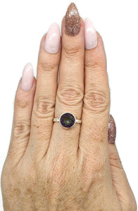 Round Mystic Topaz Ring, 3 Sizes, Sterling Silver, 4 carats, Purple Green Gem - GemzAustralia 