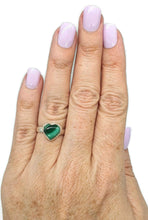 Load image into Gallery viewer, Malachite Heart Ring, Size 7, Sterling Silver, Green Gemstone - GemzAustralia 