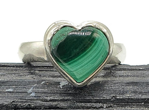 Malachite Heart Ring, Size 7, Sterling Silver, Green Gemstone - GemzAustralia 