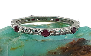 Ruby Eternity Ring, 3 sizes, Sterling Silver, Stacker Ring, Band Ring - GemzAustralia 