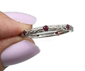 Ruby Eternity Ring, 3 sizes, Sterling Silver, Stacker Ring, Band Ring - GemzAustralia 