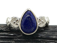 Load image into Gallery viewer, Lapis Lazuli Ring, 3 Sizes, Sterling Silver, Pear Shaped, Heart Design, Zodiac Stone - GemzAustralia 