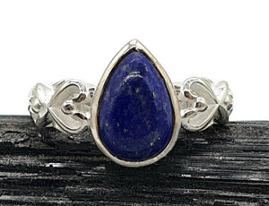 Lapis Lazuli Ring, 3 Sizes, Sterling Silver, Pear Shaped, Heart Design, Zodiac Stone - GemzAustralia 