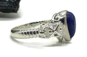 Lapis Lazuli Ring, 3 Sizes, Sterling Silver, Pear Shaped, Heart Design, Zodiac Stone - GemzAustralia 