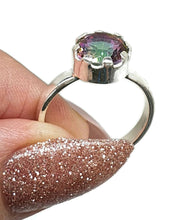 Load image into Gallery viewer, Mystic Topaz Ring, 3 Sizes, Sterling Silver, Round Shaped, Purple / Green Gemstone. - GemzAustralia 