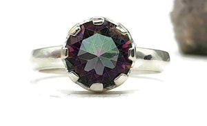 Mystic Topaz Ring, 3 Sizes, Sterling Silver, Round Shaped, Purple / Green Gemstone. - GemzAustralia 