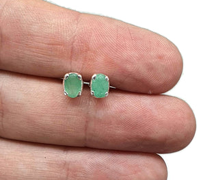 Emerald Studs, Sterling Silver, May Birthstone, Stone of Inspiration - GemzAustralia 