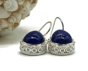 Lapis Lazuli Earrings, Sterling Silver, Pear Shaped, Protection Stone - GemzAustralia 