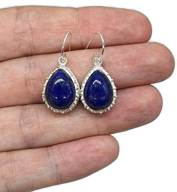 Lapis Lazuli Earrings, Sterling Silver, Pear Shaped, Protection Stone - GemzAustralia 