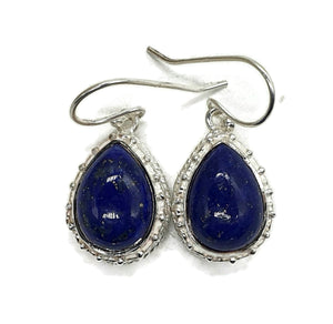 Lapis Lazuli Earrings, Sterling Silver, Pear Shaped, Protection Stone - GemzAustralia 