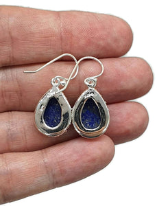 Lapis Lazuli Earrings, Sterling Silver, Pear Shaped, Protection Stone - GemzAustralia 