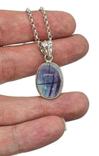 Load image into Gallery viewer, Fluorite Pendant, Sterling Silver, Oval Shaped, Purple &amp; Blue Fluorite - GemzAustralia 