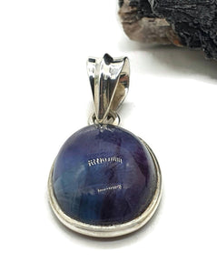 Fluorite Pendant, Sterling Silver, Oval Shaped, Purple & Blue Fluorite - GemzAustralia 