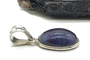 Fluorite Pendant, Sterling Silver, Oval Shaped, Purple & Blue Fluorite - GemzAustralia 