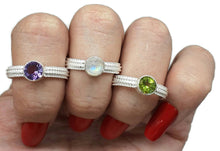 Load image into Gallery viewer, Amethyst, Peridot or Rainbow Moonstone Ring, Sterling Silver - GemzAustralia 