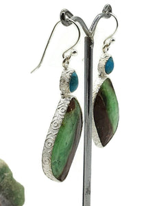 Chrysoprase & Turquoise Earrings, Sterling Silver, Statement, Chalcedony - GemzAustralia 