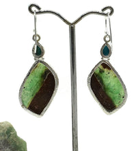 Load image into Gallery viewer, Chrysoprase &amp; Turquoise Earrings, Sterling Silver, Statement, Chalcedony - GemzAustralia 