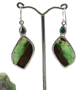 Chrysoprase & Turquoise Earrings, Sterling Silver, Statement, Chalcedony - GemzAustralia 