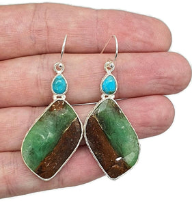 Chrysoprase & Turquoise Earrings, Sterling Silver, Statement, Chalcedony - GemzAustralia 