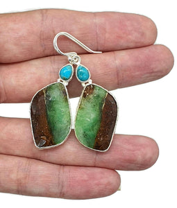 Chrysoprase & Turquoise Earrings, Sterling Silver, Statement, Chalcedony - GemzAustralia 