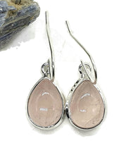 Load image into Gallery viewer, Rose Quartz Earrings, Sterling Silver, Pear shaped, Cabochon Gemstone - GemzAustralia 