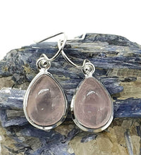 Load image into Gallery viewer, Rose Quartz Earrings, Sterling Silver, Pear shaped, Cabochon Gemstone - GemzAustralia 