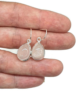 Rose Quartz Earrings, Sterling Silver, Pear shaped, Cabochon Gemstone - GemzAustralia 