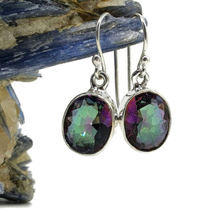 Mystic Topaz Earrings, Sterling Silver, Oval Shaped, Purple / Green Gem - GemzAustralia 