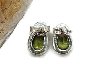 Peridot Stud Earrings, Sterling Silver, Pear Shaped, August Birthstone - GemzAustralia 