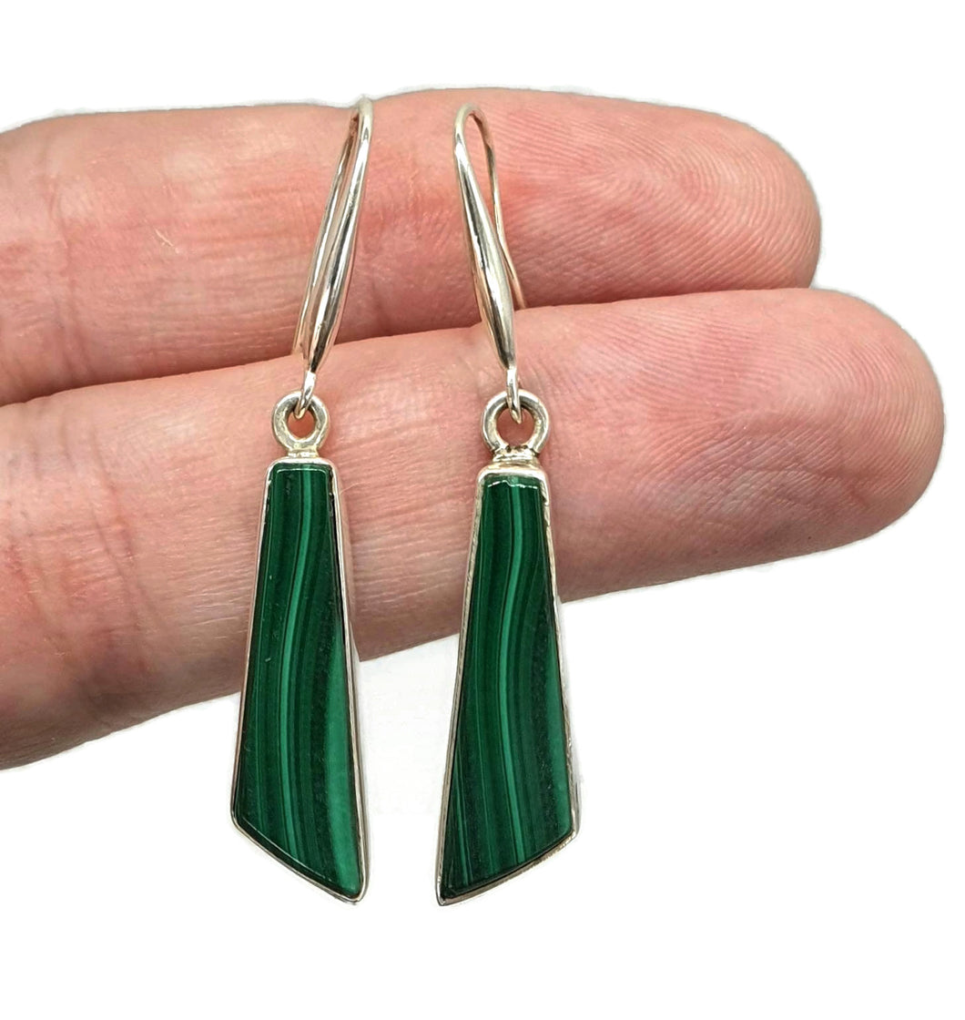 Malachite Earrings, Sterling Silver, Beautiful Rich Green Gemstone - GemzAustralia 