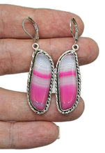 Load image into Gallery viewer, Pink &amp; White Agate Earrings, Sterling Silver, Banded Chalcedony - GemzAustralia 