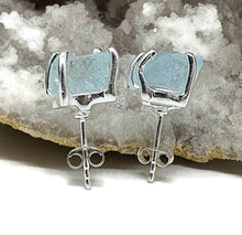 Load image into Gallery viewer, Raw Aquamarine Studs, Sterling Silver, March Birthstone, Courage &amp; Communication - GemzAustralia 